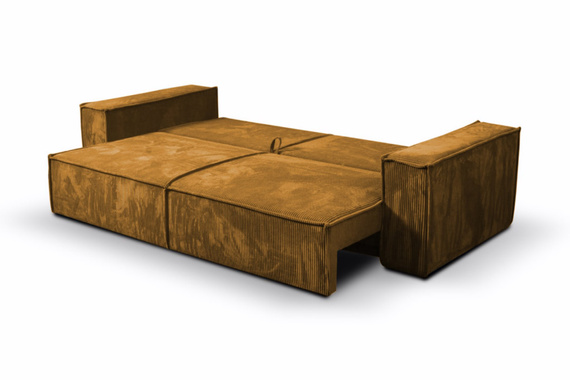 Schlafsofa mit Bettkasten und Cordstoff MONA Gelb