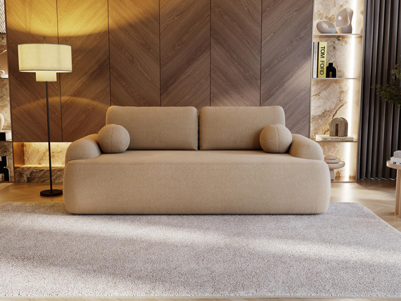 Designer Bouclé Schlafsofa Beige TEDI 