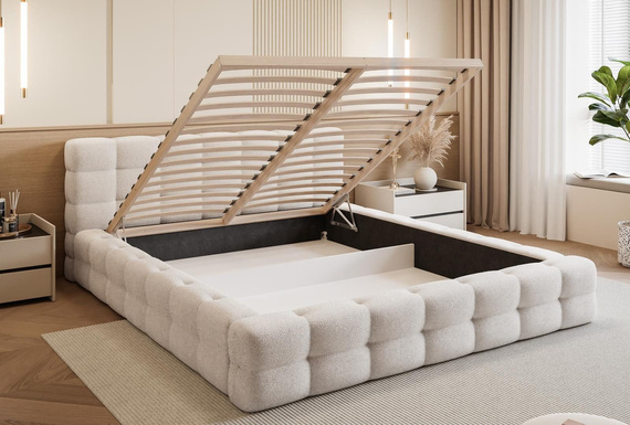 Funktionales Doppelbett 160x200 mit Stauraum weiß CLOUDY