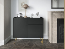 Kommode mit 3 Schubladen ARUB Schwarz Graphit + Schwarz Marmor