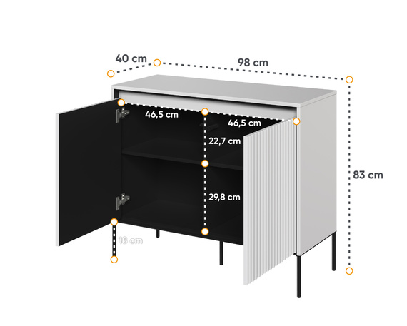 Kommode klein mit gerifflete Front für Wohnzimmer FLORE 