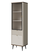 Stilvolle Glasvitrine LILIA Kaschmir + Nussbaum