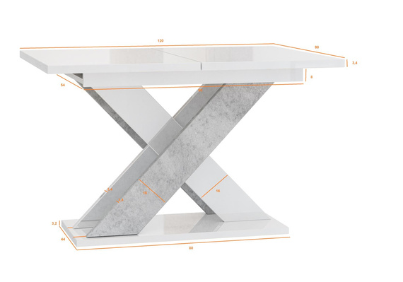 Esstische Modern AMI Beton+Weiß