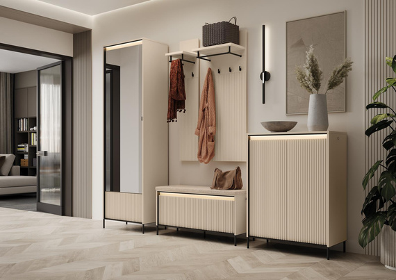 Sitzbank mit Dekorative LED-Leiste Beige FLORE