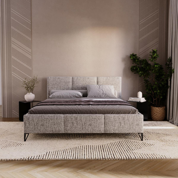 Designerbett geflechtartiger Stoff im Retro-Stil 160x200 Graphit LARAS