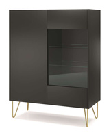 Vitrine mit zwei Glaseinlegeböden ARUB Schwarz Graphit