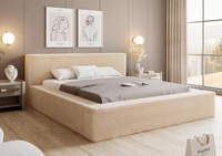 Komfortables Bett Beige 140x200