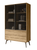Vitrine mit 2 Schwebetüren und 2 Schublade Eiche SLOW