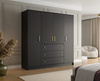 Kleiderschrank mit 3 Schubladen RETRO D4 Weiß Gold Griffe