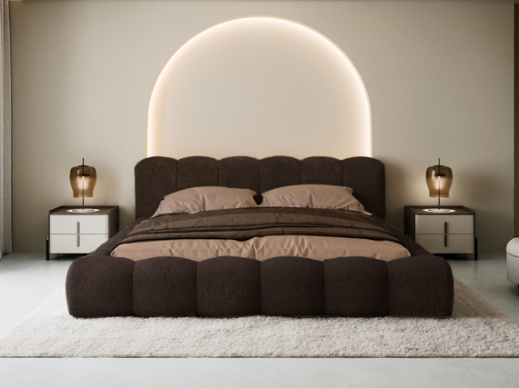 Glamour Wolkenbett 140x200 mit Metallrahmen Braun LUX