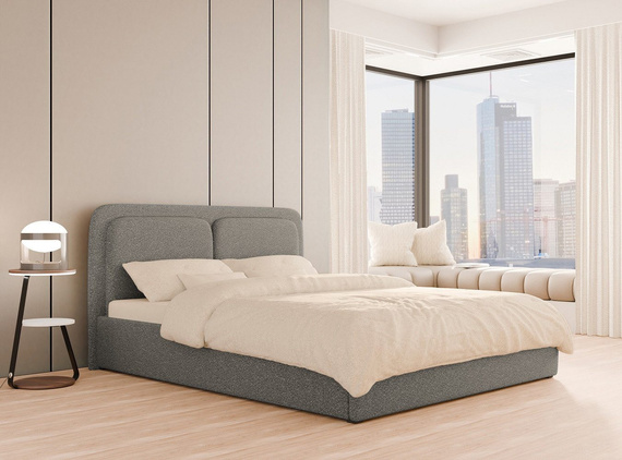 Modernes Graphit Polsterbett mit Holzrahmen 180x200 LEA