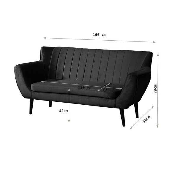 Velours-Sofa TULIO Komfortabel GRAPHIT