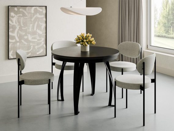 Esstisch LUGOS ausziehbar Ø 120 Schwarz Holz