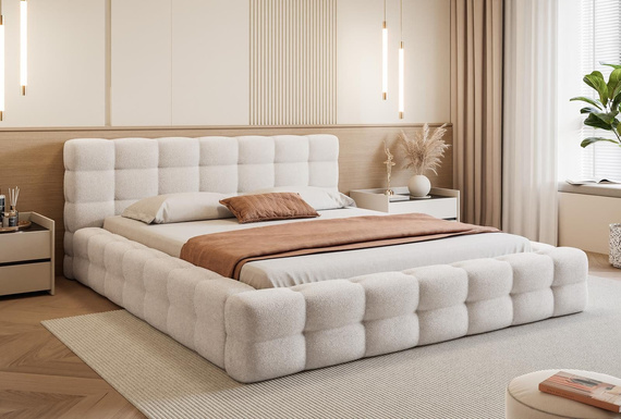 Funktionales Doppelbett 160x200 mit Stauraum weiß CLOUDY