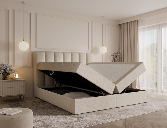 Boxbett mit zwei Bettkasten 140x200 Grau velvet BELLS