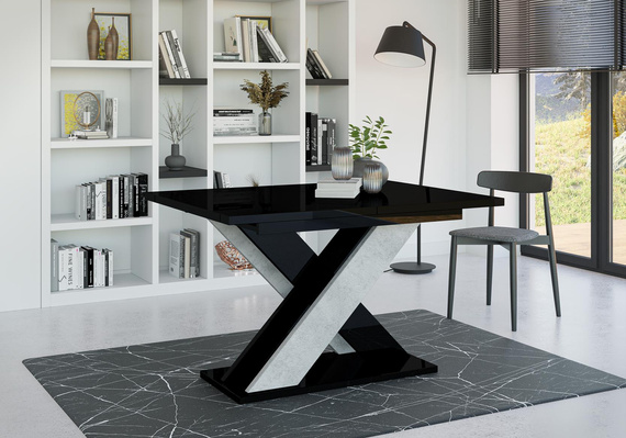 Esstische Modern AMI Schwarz Hochglanz+Stone