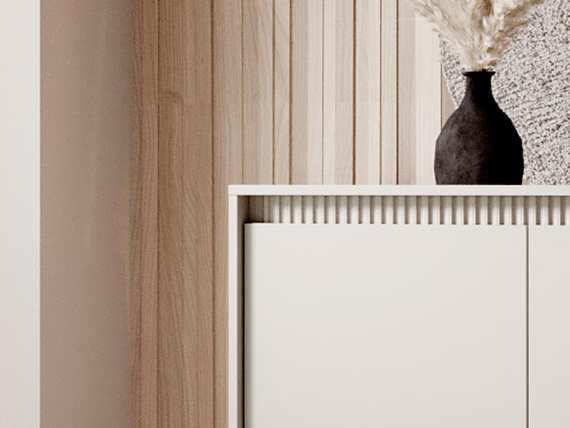 Moderne Kommode mit Lamellen JULO Beige
