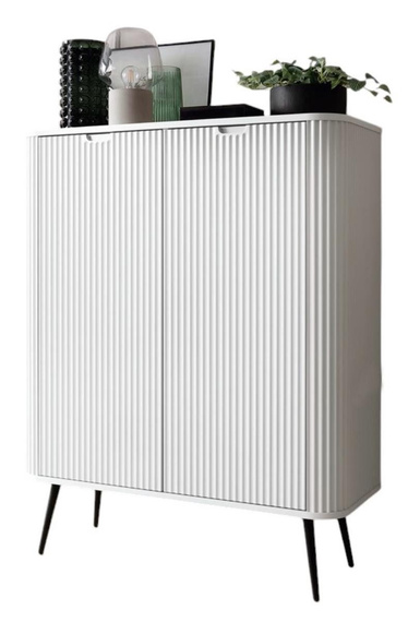 Highboard mit Lamellen auf hohen Beinen CARLO Weiß