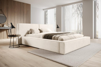 Polsterbett mit Bettkasten HEVEN 160x200 Creme