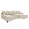 U-form Ecksofa Blau mit Bettkasten LEO 
