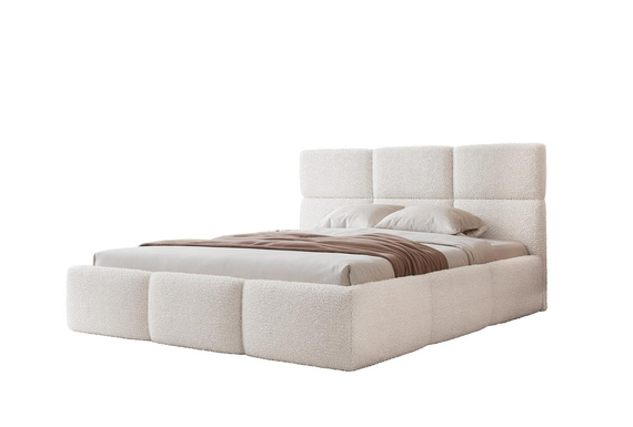 Luxus-Bett mit Lattenrost Bouclé Weiß CANDE 160x200
