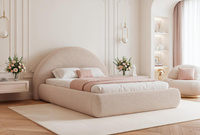 Stilvolles Polsterbett Beige 180x200