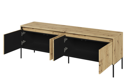 TV-Schränk mit 4 Türen und Fronten gefräst FLORE Eiche artisan 