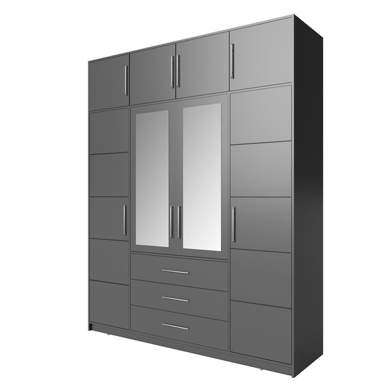 Kleiderschrank mit 3 Schubladen und Spiegel ALEX Graphit