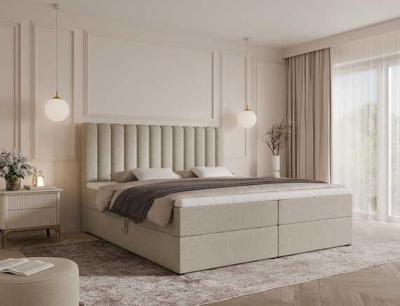 Beige Elegant Boxspringbett mit topper 120x200 MEL