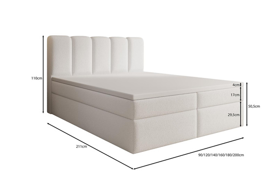 Komfortables Boxspringbett 140x200 Weiß BELLO