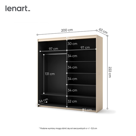 Schwebetürenschrank mit LED-Beleuchtung FLORE Beige