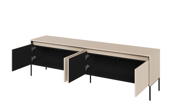 TV-Tisch mit LED-Beleuchtung 4 Türen FLORE Beige