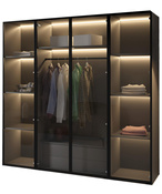 Moderner Drehtürenschrank mit Glasfront LED Beleuchtung Graphit STELLS