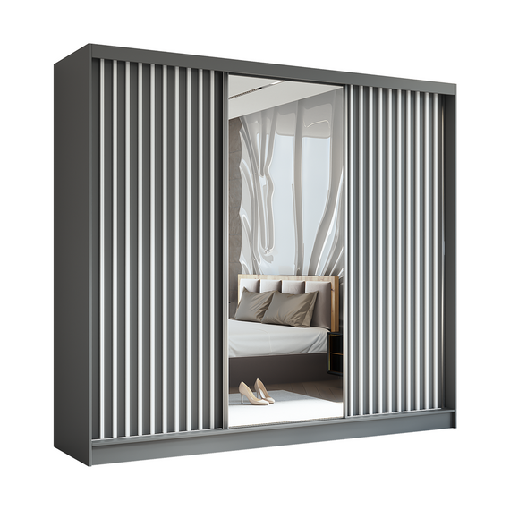Kleiderschrank VENTURA mit Lamellen Graphit