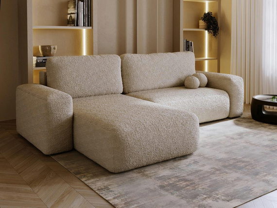 Ecksofa L-Form Links Schlaffunktion Stauraum Tedis Beige