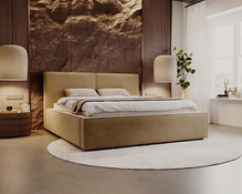 Polsterbett mit Bettkasten Beige 140x200