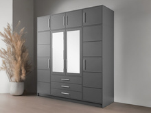 Kleiderschrank mit 4-türen und 3 Schubladen ALEX Graphit