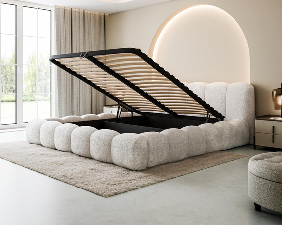 Glamour Wolkenbett 160x200 mit Metallrahmen Weiß LUX