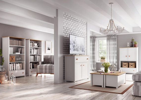 Jugendregal mit geräumiger Schublade TOMMY Weiß/Eiche nash