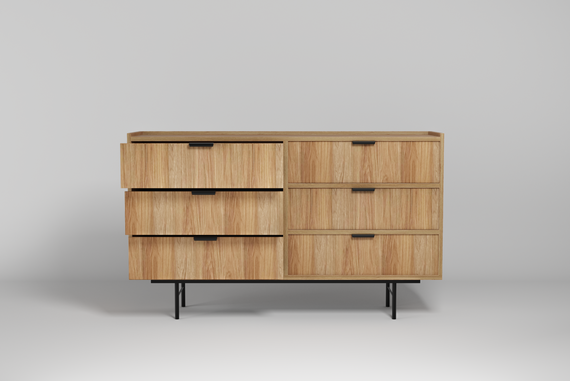 Skandi Kommode Holz mit 6 Schubladen COLGO 