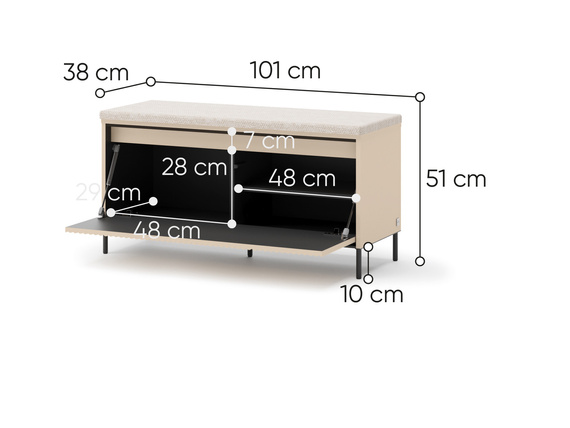 Garderoben-Set mit komfortabel Sitzbank Beige FLORE