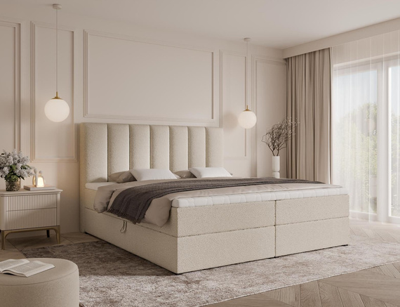 Boxbett mit zwei Bettkasten 180x200 Hellbeige BELLS