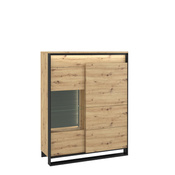 Vitrine LIMA mit Glasregale Eiche Artisan/Schwarz