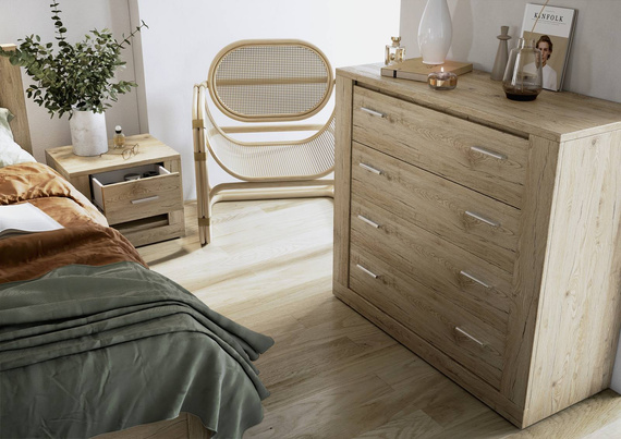 Kommode mit 4 Schubladen VENTI Eiche Shetland