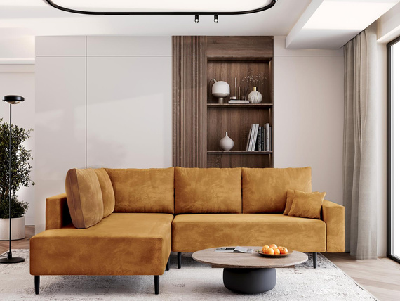 Linkes Ecksofa 257 cm bequem Gelb modern L-form BLAIR