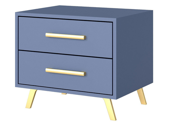 Nachtisch mit 2 Schubladen Gold Griffe ALEX II  