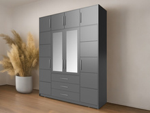 Kleiderschrank mit 3 Schubladen und Spiegel ALEX Graphit