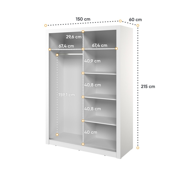 Schwebetürenschrank mit Spiegel ARTI Weiß