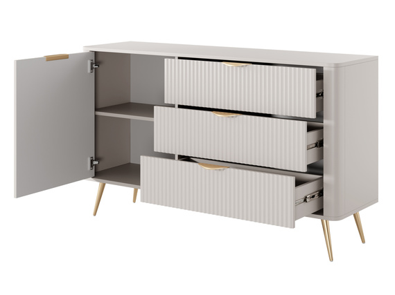 Kommode mit drei Schubladen und Drehtür GLAMOUR BELLO Beige