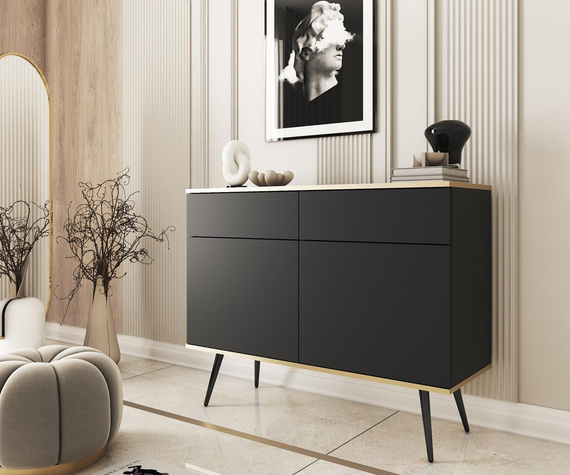 Schmale Kommode Modern POLO Schwarz